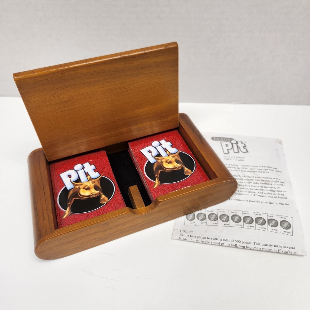Pit Card Game with wooden card box  Hasbro  Complete original instructions 2010